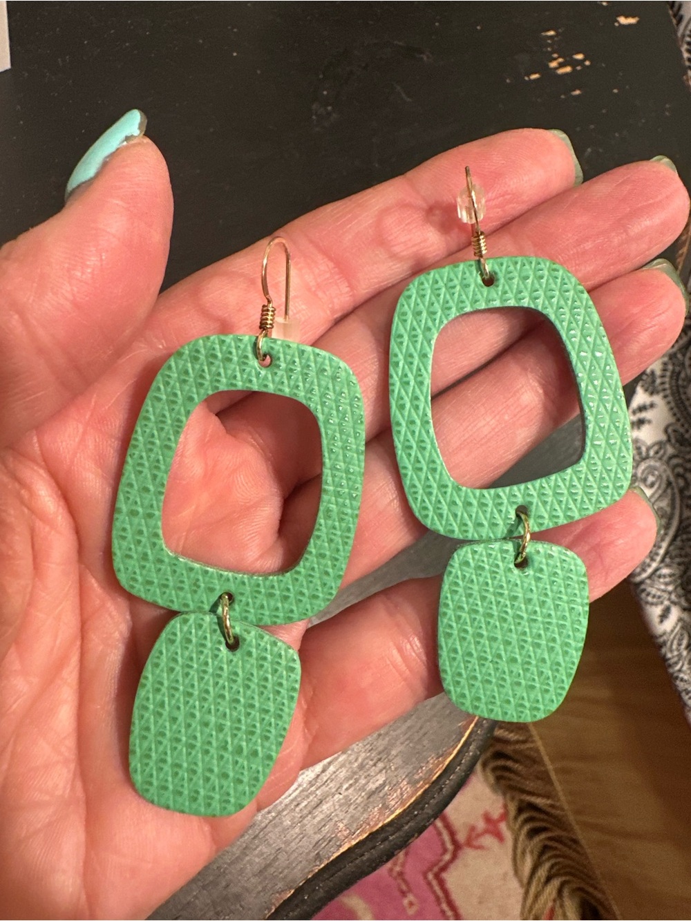 Leather Texture Nickel & Suede Earrings